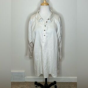 J. Jill Love Linen Oat Popover Tunic Top Shirt Size L Minimalist Beachy